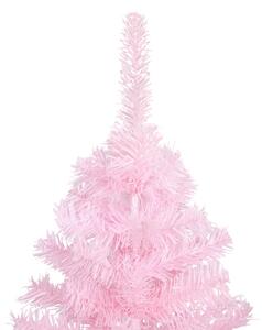 Brad Crăciun pre-iluminat cu set globuri, roz, 210 cm, PVC