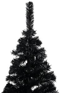 Brad Crăciun pre-iluminat cu set globuri, negru, 150 cm, PVC