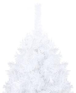 Brad Crăciun pre-iluminat artificial set globuri alb 210 cm PVC
