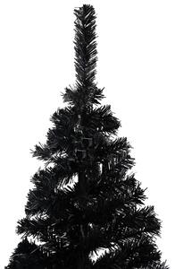 Brad Crăciun pre-iluminat cu set globuri, negru, 210 cm, PVC