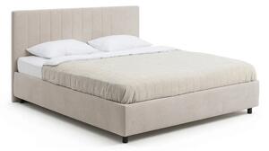 Pat matrimonial bej tapițat cu spațiu de depozitare cu somieră 180x200 cm Myra Slim Line – Bonami Selection