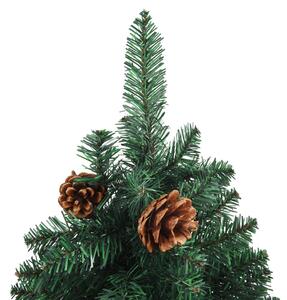 Pom Crăciun artificial subțire lemn și conuri verde 180 cm PVC