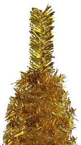 Brad de Crăciun subțire cu LED-uri, auriu, 120 cm