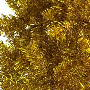 Pom de Crăciun subțire cu LED-uri și globuri, auriu, 240 cm