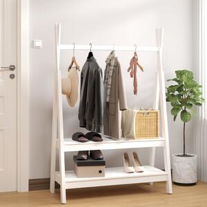 Suport pentru haine, alb, 100x45,5x150 cm, lemn masiv de pin