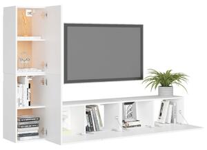 Set dulapuri TV, 4 piese, alb, lemn prelucrat