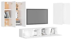 Set dulapuri TV, 6 piese, alb, lemn prelucrat