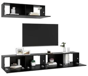 Dulapuri TV, 3 piese, negru, lemn prelucrat