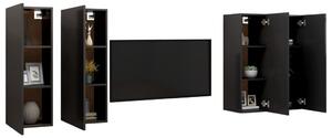 Dulapuri TV, 4 buc., negru, 30,5x30x90 cm, lemn prelucrat