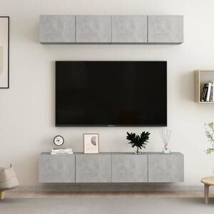 Dulapuri TV, 4 buc., gri beton, 80x30x30 cm, lemn prelucrat