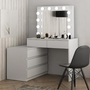 MBMTA3 - Set Masa toaleta, 115 cm, cosmetica machiaj, masuta vanity, oglinda cu LED-uri - Alb