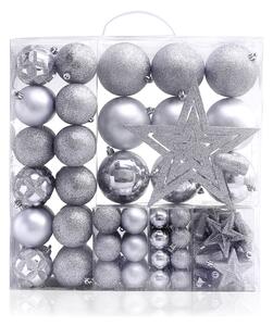 Set decoratiuni de Craciun STAR alb/argintiu, 100 buc