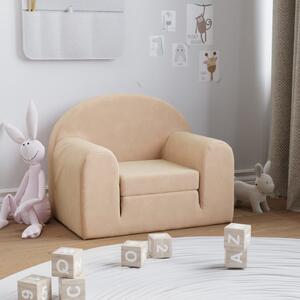 Canapea extensibilă pentru copii, crem, pluș moale