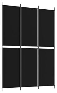 Paravan de cameră cu 3 panouri, negru, 150x220 cm, textil
