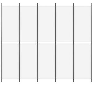 Paravan de cameră cu 5 panouri, alb, 250x220 cm, textil