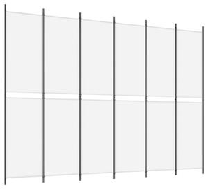 Paravan de cameră cu 6 panouri, alb, 300x220 cm, textil