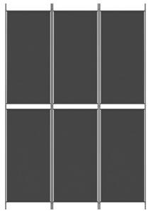 Paravan de cameră cu 3 panouri, negru, 150x220 cm, textil