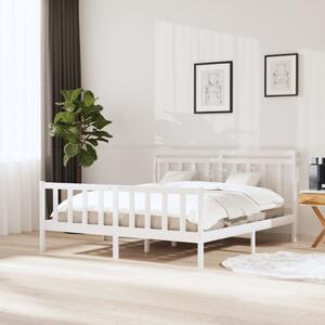 Cadru de pat Super King 6FT,alb, 180x200 cm, lemn masiv
