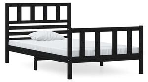 Cadru de pat, 100x200 cm, negru, lemn masiv