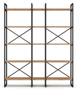 Etajeră negru/natural cu aspect de lemn de stejar 144x175 cm Dusan – Marckeric