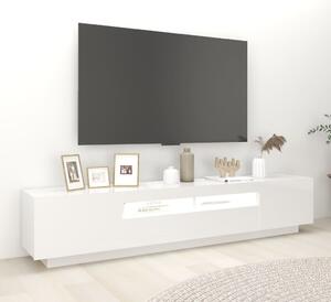 Comodă TV cu lumini LED, alb extralucios, 200x35x40 cm