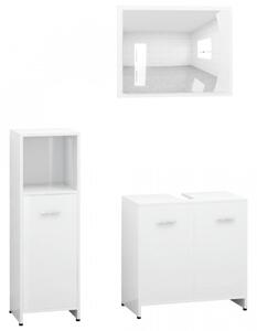 Set mobilier de baie, 3 piese, alb extralucios, PAL - V3056913V