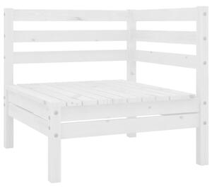 Canapea de colț pentru grădină, alb, lemn masiv de pin