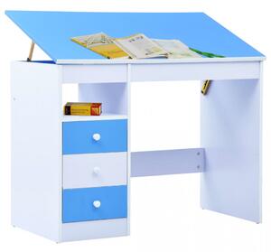 Birou de studiu & desenat pentru copii rabatabil albastru & alb - V287446V