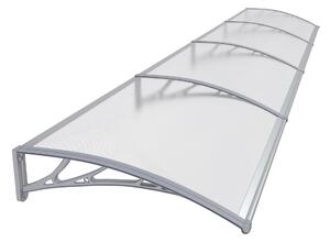 Copertină PREMIUM 400x80 cm, placă 6 mm dintr-o bucată – Gri/Transparent