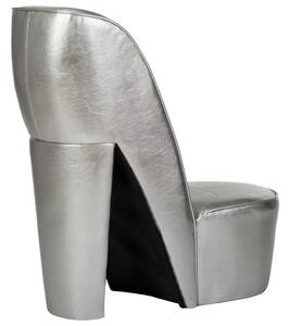 Scaun, design toc înalt, argintiu, piele ecologică