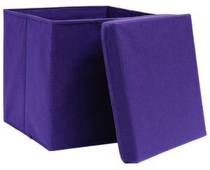 Cutii depozitare cu capace 10 buc. violet, 32x32x32 cm, textil