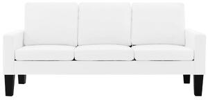 Set canapea, 3 piese, alb, piele ecologică
