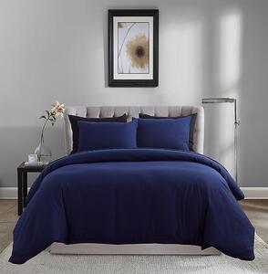Lenjerie de pat matrimonial Premium Ranforce uni bleumarin
