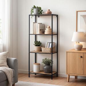 Etajeră pentru depozitare, cu 3 polițe din MDF și structura metalică, 45x30x130 cm