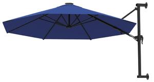 Umbrelă de soare de perete cu stâlp metalic, albastru, 300 cm