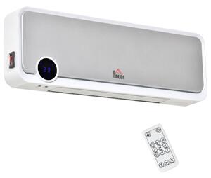 HOMCOM Aerotermă de Perete cu 3 Moduri, Timer 12h și Oscilație 30°, 56x18,5x11,7 cm, Argintiu | Aosom Romania