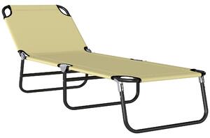 Outsunny Sezlong Pliabil pentru Gradina cu Spatar Ajustabil 5 Pozitii din Otel si Tesatura Oxford 188x56x28 cm Bej | Aosom Romania