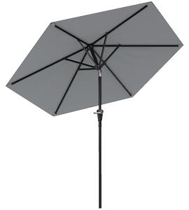 Outsunny Umbrelă Inclinabilă pentru Grădină și Terasă 2.3x2m cu Deschidere Ușoară prin Manivelă, Structură Metalică și 6 Stinghii, Gri | Aosom Romania