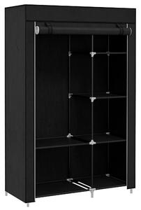 HOMCOM Dulap Portabil din Material, Dulap cu 6 Rafturi Deschise, 1 Bară și Ușă cu Fermoar, 103x43x162,5 cm, Negru | Aosom Romania