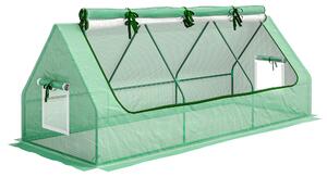 Outsunny Seră de Grădină cu 2 Ferestre Laterale și Fereastră Centrală Rulantă, din Oțel, PE și PP, 240x90x90 cm, Verde | Aosom Romania