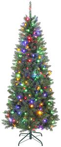 HOMCOM Pom de Crăciun Artificial de 180 cm cu Lumini Incorporate Albe și Colorate în 9 Moduri și 899 Crengi Ignifuge, Brad de Crăciun Dens și Realistic cu Bază Metalică Pliabilă pentru Acasă | Aosom Romania