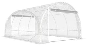 Outsunny Seră de Grădină Tip Tunel 3x4x2 m cu 2 Uși Rulabile, Seră pentru Grădină cu 4 Suporturi Diagonale, Cadru din Oțel și Acoperiș din PE, pentru Legume, Flori, Fructe, Anti-UV, Transparentă | Aosom Romania