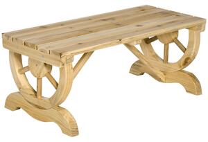 Outsunny Bancă de Grădină cu 2 Locuri, Design cu Roți, Bancă de Exterior din Lemn de Brad, pentru Terasă, Patio și Curte, 98x50x39,5 cm, Aspect Lemn Natural | Aosom Romania