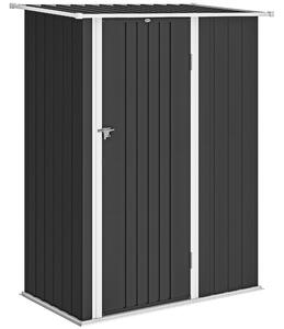 Outsunny Căsuță de Grădină 1.07m² din Oțel Zincat, Adăpost pentru Unelte cu Ușă Blocabilă, Acoperiș Înclinat, 142x86x189 cm, Gri Închis | Aosom Romania