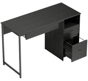 HOMCOM Birou Gaming Industrial, 120x52,3cm Stație Gaming cu Suport Tastatură, Compartiment Deschis și Sertare pentru Documente Format A4 Letter Legal, Masă Computer pentru Birou Acasă, Negru | Aosom Romania