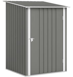 Outsunny Căsuță de Grădină 0.92m² din Oțel Galvanizat, Capann pentru Unelte cu Ușă Blocabilă, Acoperiș Înclinat, 100x104x160 cm, Gri | Aosom Romania
