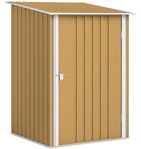 Outsunny Căsuță de Grădină 0.92m² din Oțel Galvanizat, Depozit pentru Unelte cu Ușă Blocabilă, Acoperiș Înclinat, 100x104x160 cm, Galben | Aosom Romania
