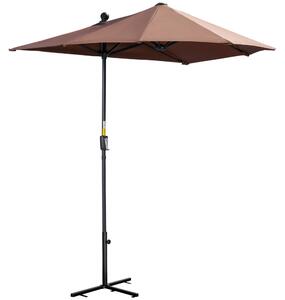 Outsunny Umbrelă de Terasă 200x190x240 cm cu Manivelă, Stâlp din Oțel și Bază în Formă de Cruce Anti-UV pentru Terasă și Balcon, Gri | Aosom Romania