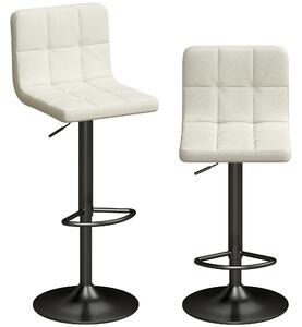 HOMCOM Set 2 Scaune de Bar din Piele PU cu Suport pentru Picioare, Scaune Rotative, Bucătărie, Crem | Aosom Romania