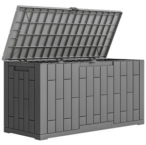 Outsunny Ladă de Depozitare pentru Grădină 227L din Rășină Rezistentă la Apă și UV cu Închidere, 106,5x43x54,5 cm, Gri | Aosom Romania